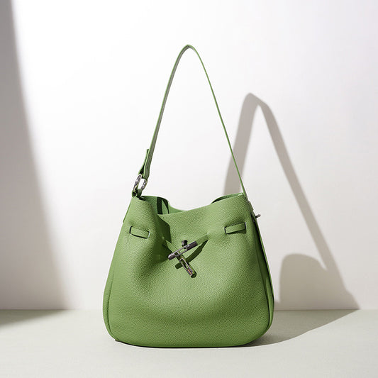 Top-Grain Leather Bucket Hobo