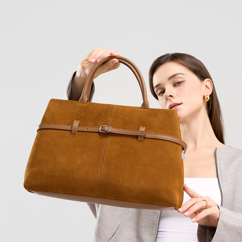 Large Suede Leather Work Tote