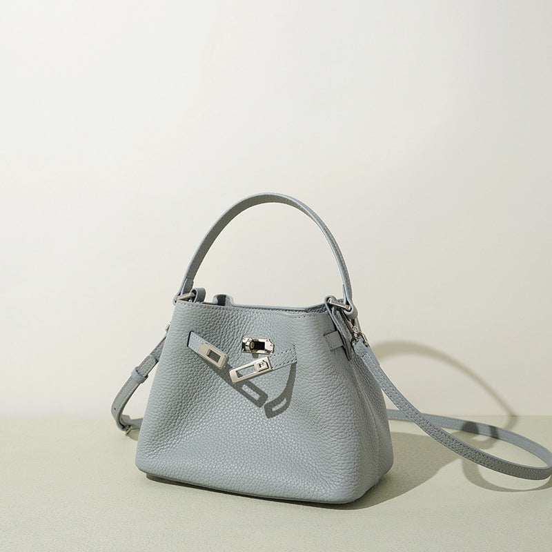 Leather Bucket Bag with Pouch