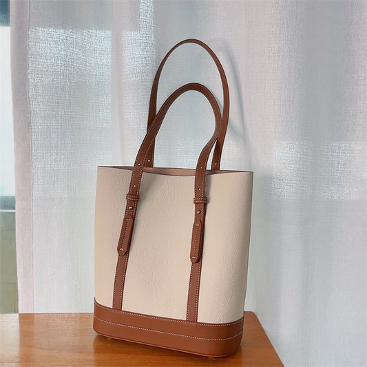 Colorblock Leather Shoulder Tote Set