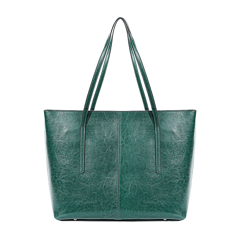 Oil-waxed leather tote — detail view