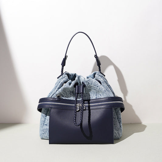 Denim and Leather Travel Backpack