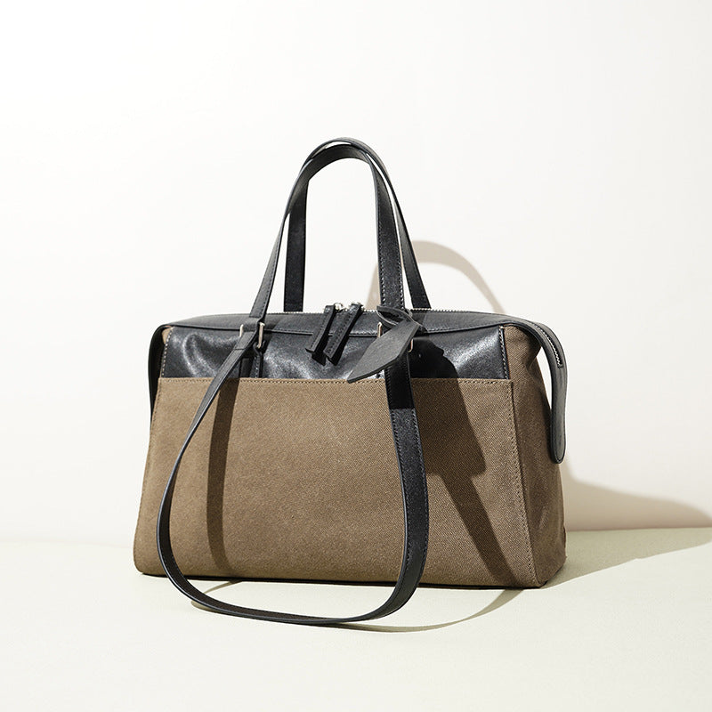 Canvas and Leather Large Crossbody