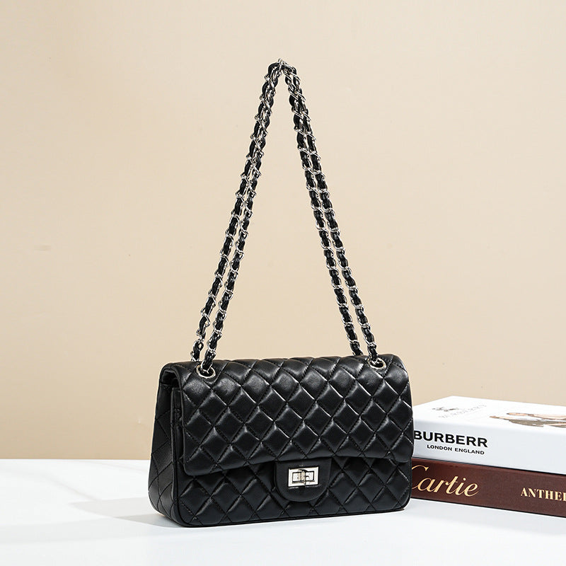 Top-Grain Sheepskin Quilted Chain Crossbody