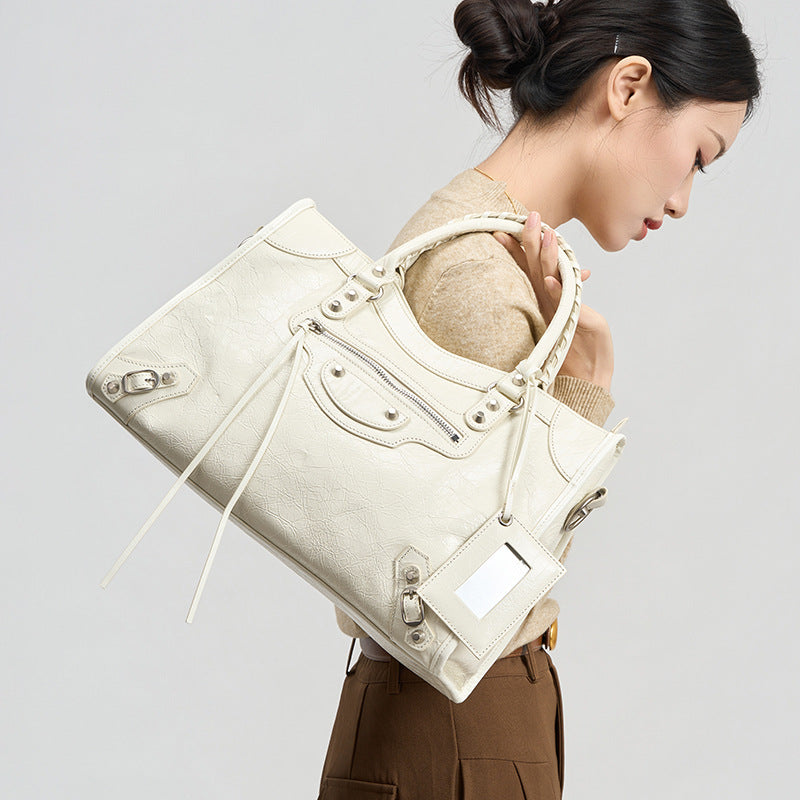 Studded Leather Biker Tote