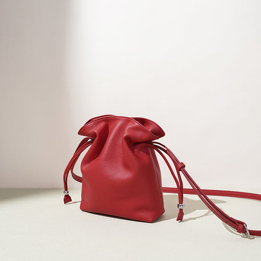 Leather Drawstring Phone Bag
