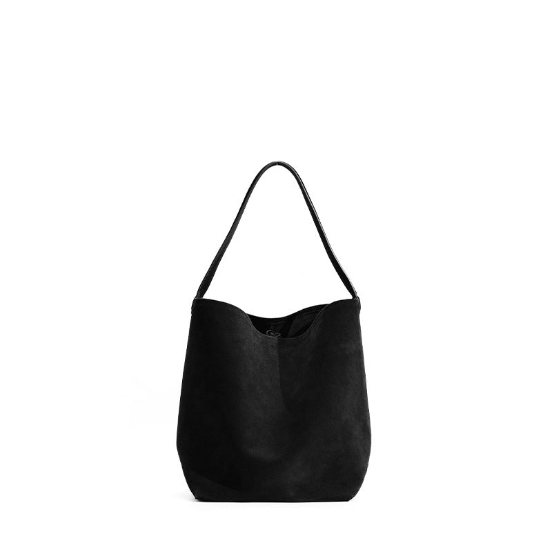 Brushed suede shoulder bag — detail view