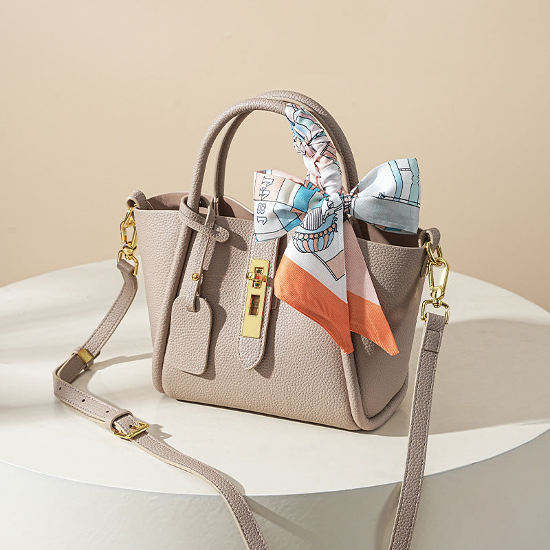 Cowhide Basket Bucket Tote