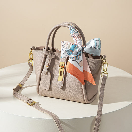 Cowhide Basket Bucket Tote