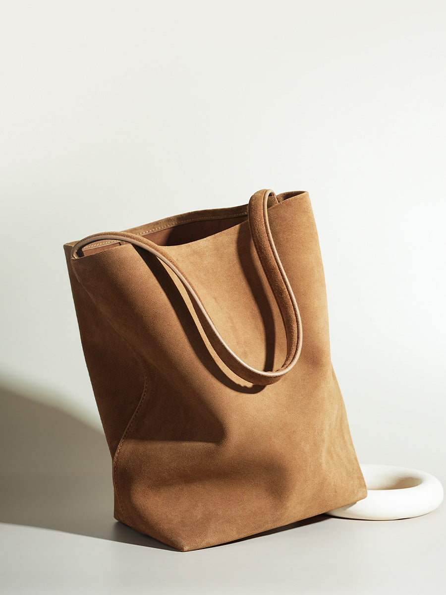 Brushed suede shoulder bag — detail view