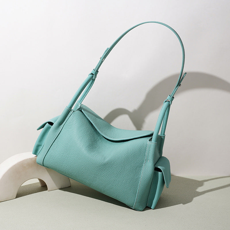 Large Top-Grain Leather Vintage Hobo