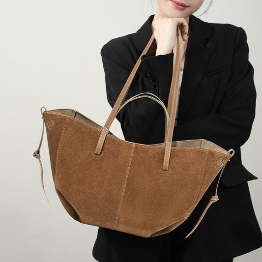 Suede Leather Carryall Tote