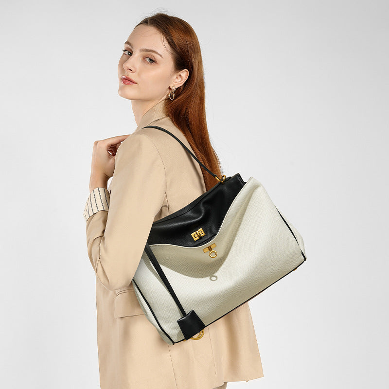 Canvas and Leather Carryall Tote