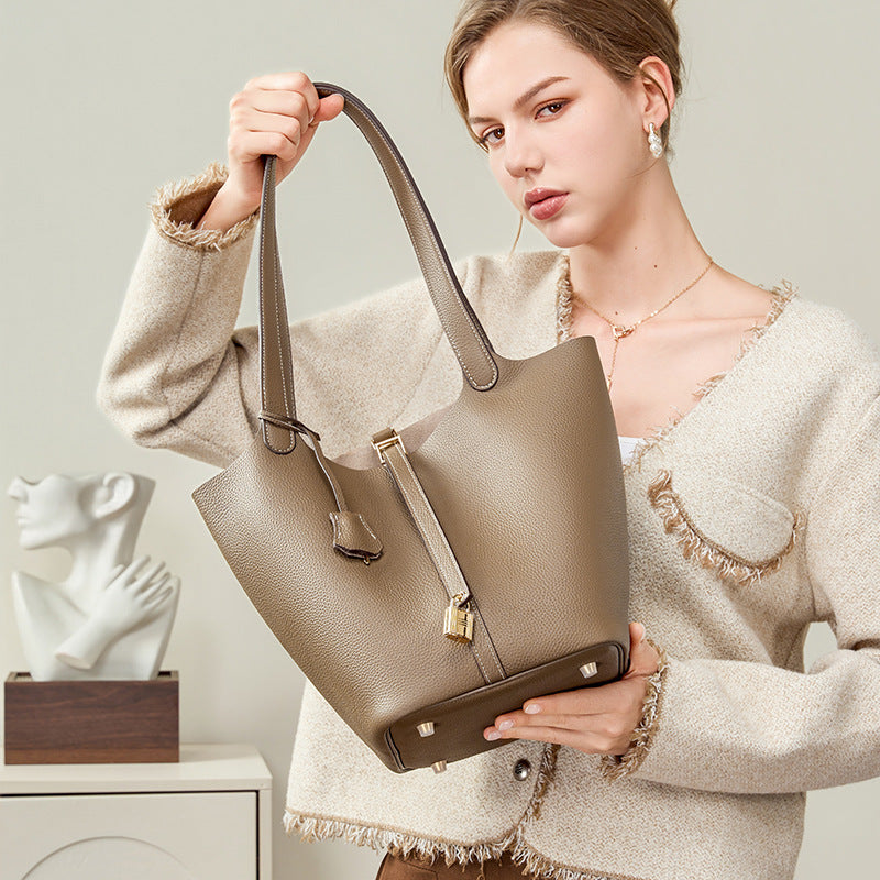 Top-Grain Leather Basket Bag