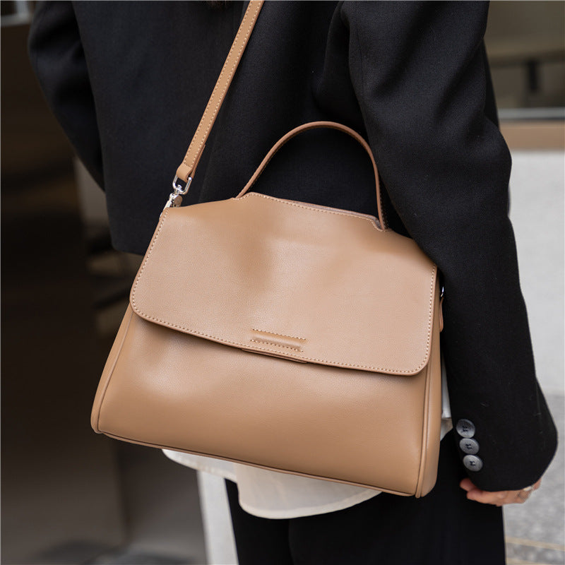 Nappa leather top-handle satchel — detail view