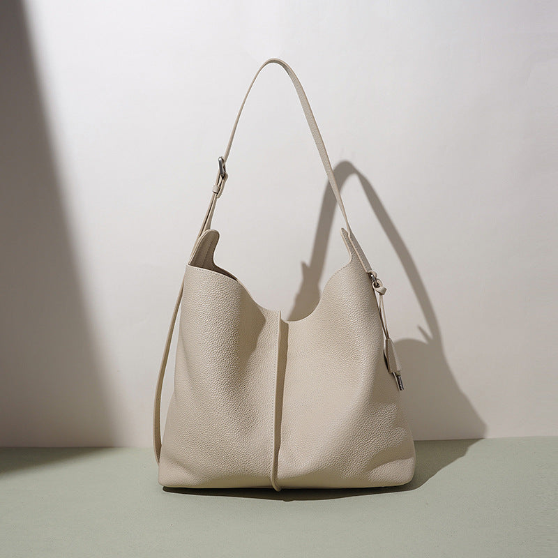 Top-Grain Leather Bucket Bag