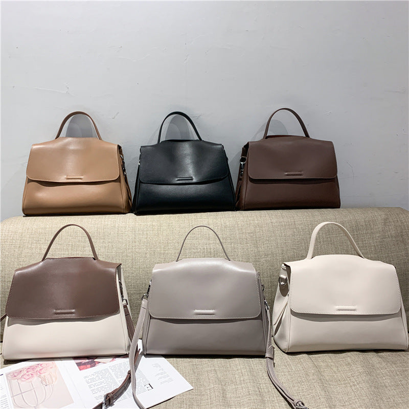 Nappa leather top-handle satchel — detail view