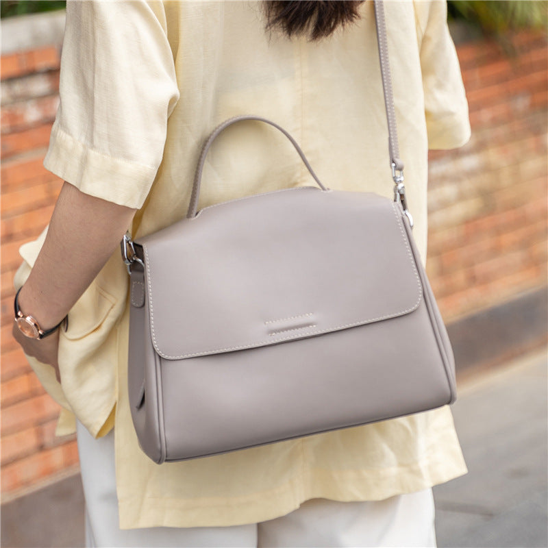 Nappa leather top-handle satchel — detail view