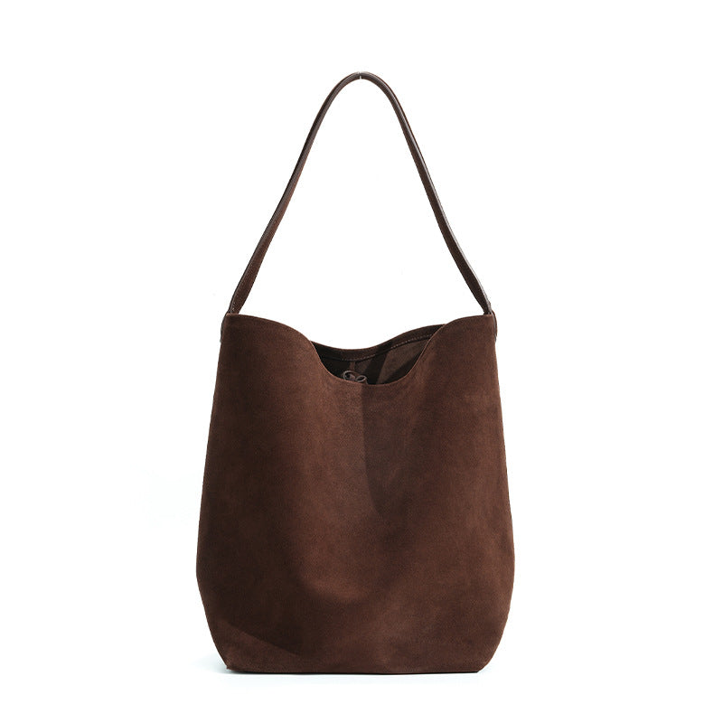 Brushed suede shoulder bag — detail view