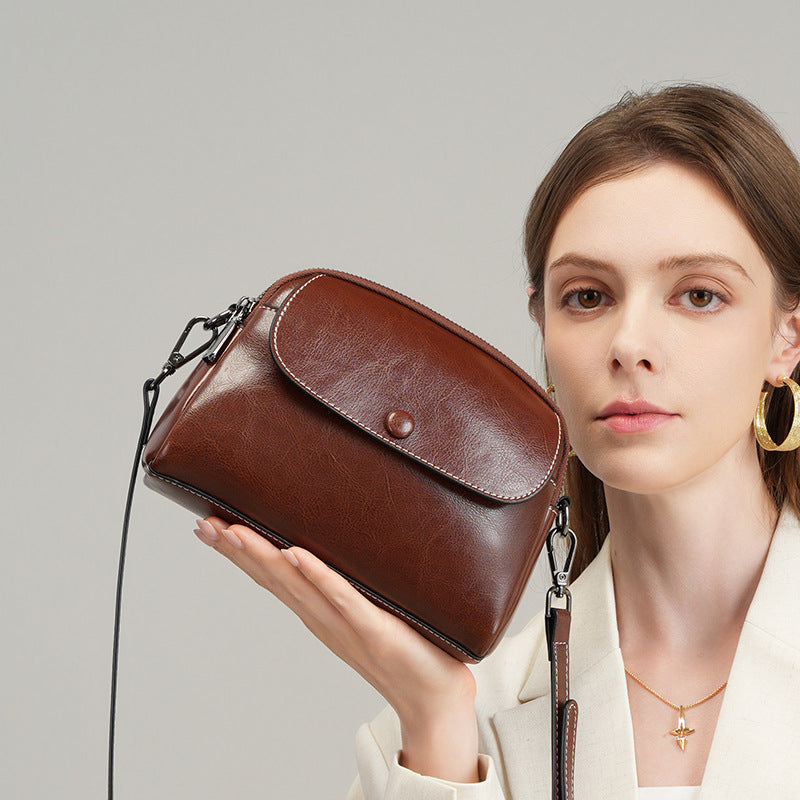 Retro Leather Round Crossbody