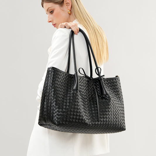 Handwoven Cowhide Basket Tote
