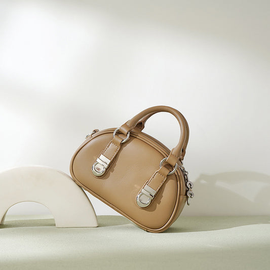 Top-Grain Leather Mini Boston Bag