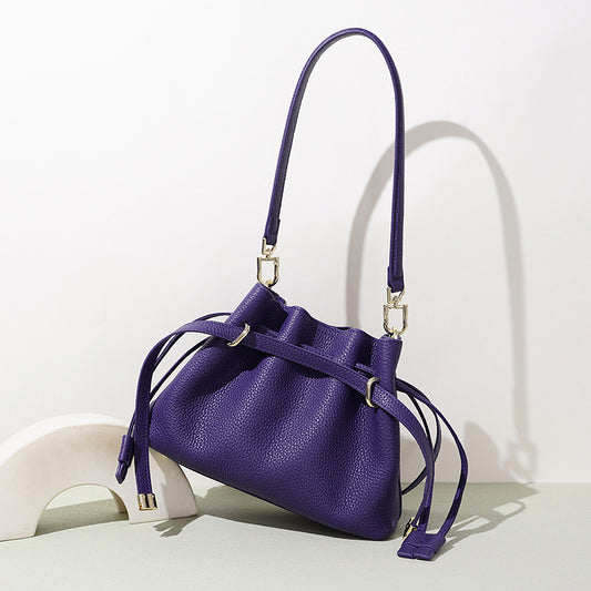 Leather Drawstring Hobo Bag