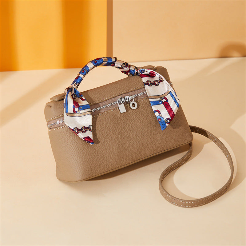 Top-Grain Leather Lunchbox Top-Handle Bag