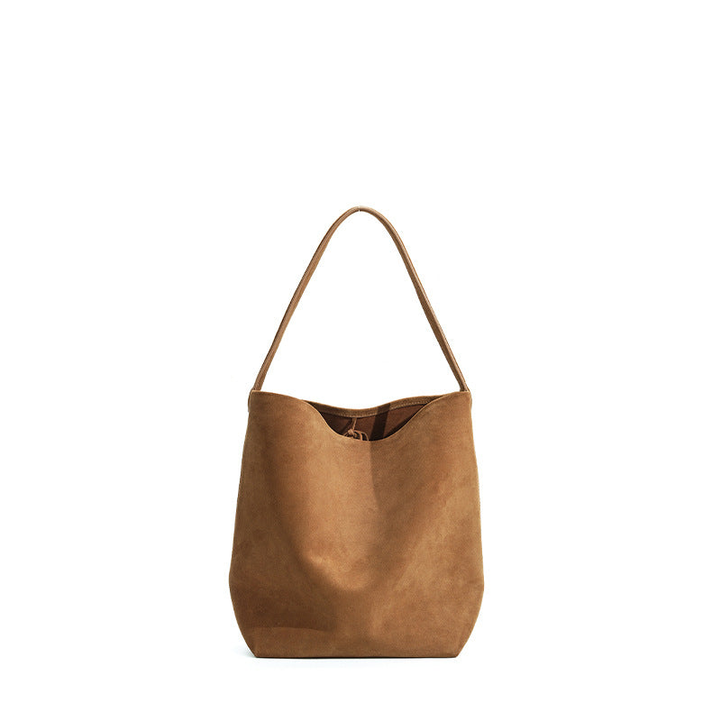 Brushed suede shoulder bag — detail view