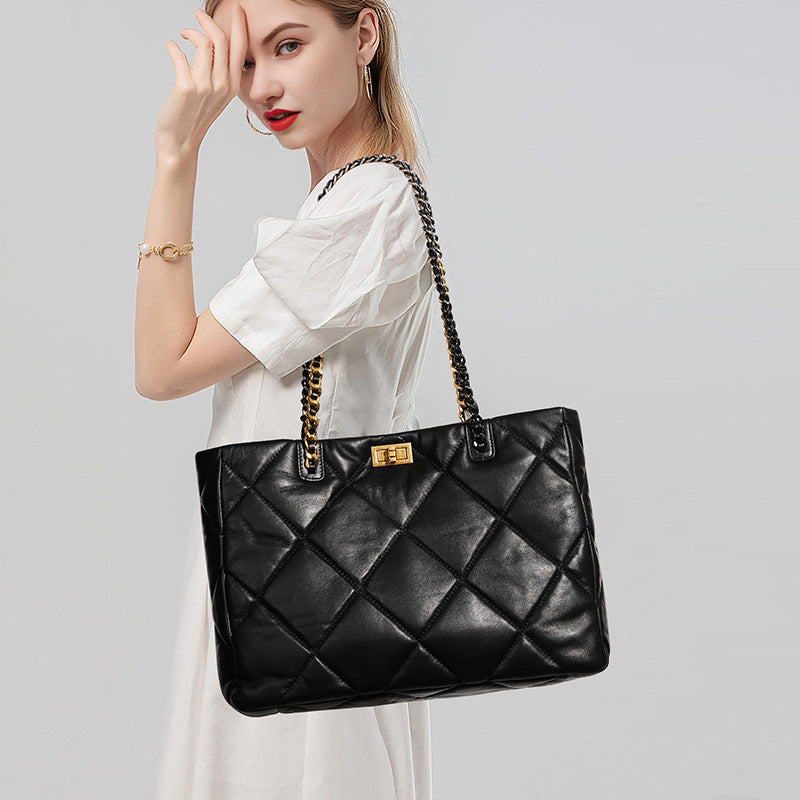 Large Sheepskin Quilted Chain Tote