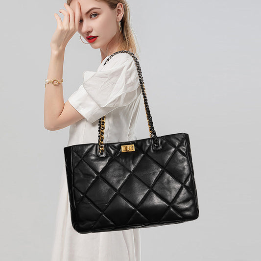 Large Sheepskin Quilted Chain Tote
