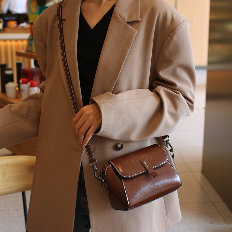 Top-Grain Leather Vintage Box Bag