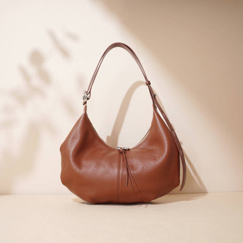 Large Top-Grain Leather Dumpling Crossbody