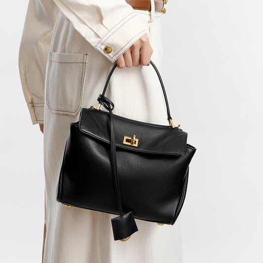 Leather Structured Top-Handle Crossbody