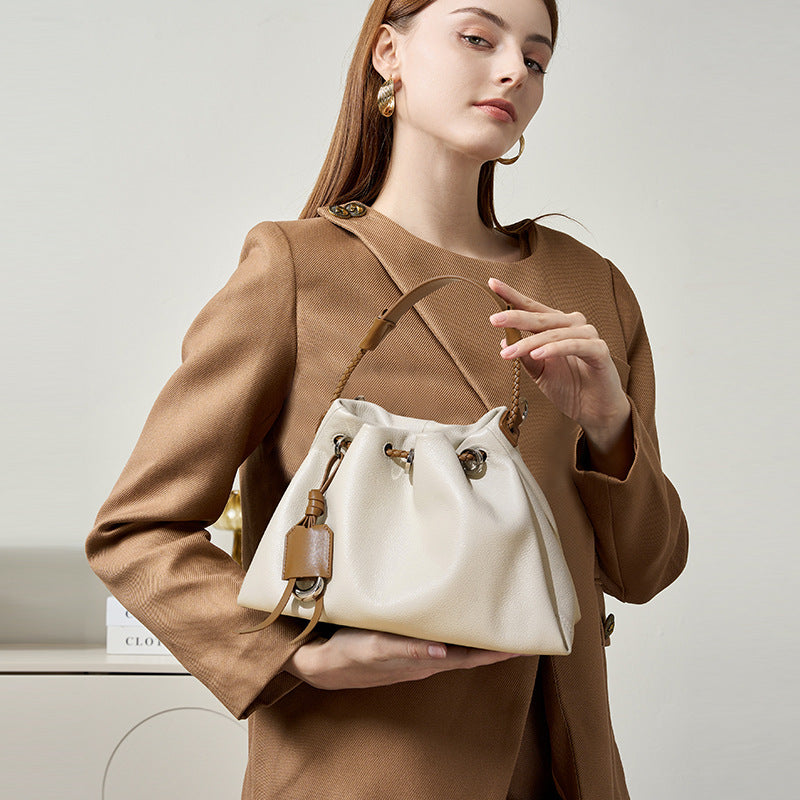Ruched Full-Grain Leather Hobo