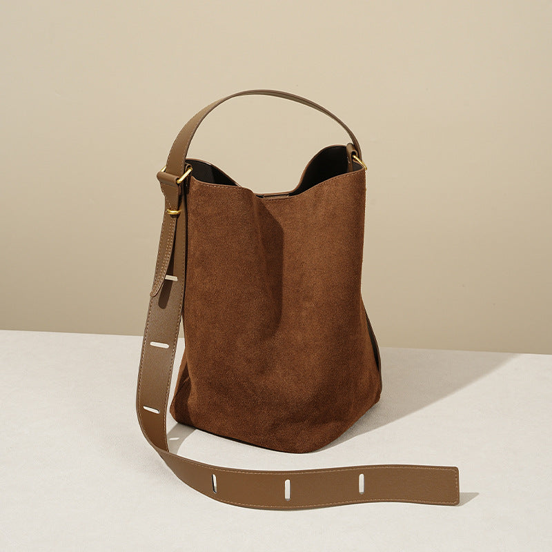 Suede Large Bucket Crossbody