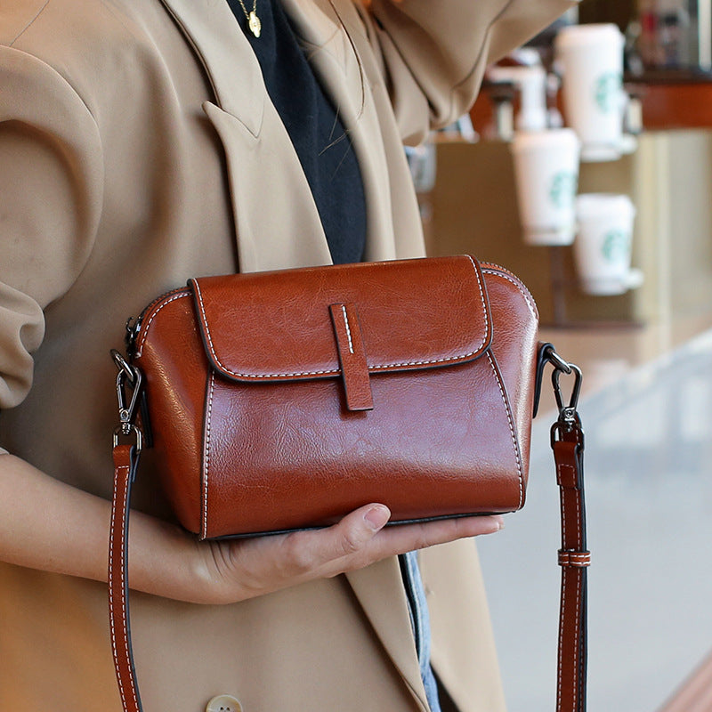 Waxed Cowhide Shell Crossbody