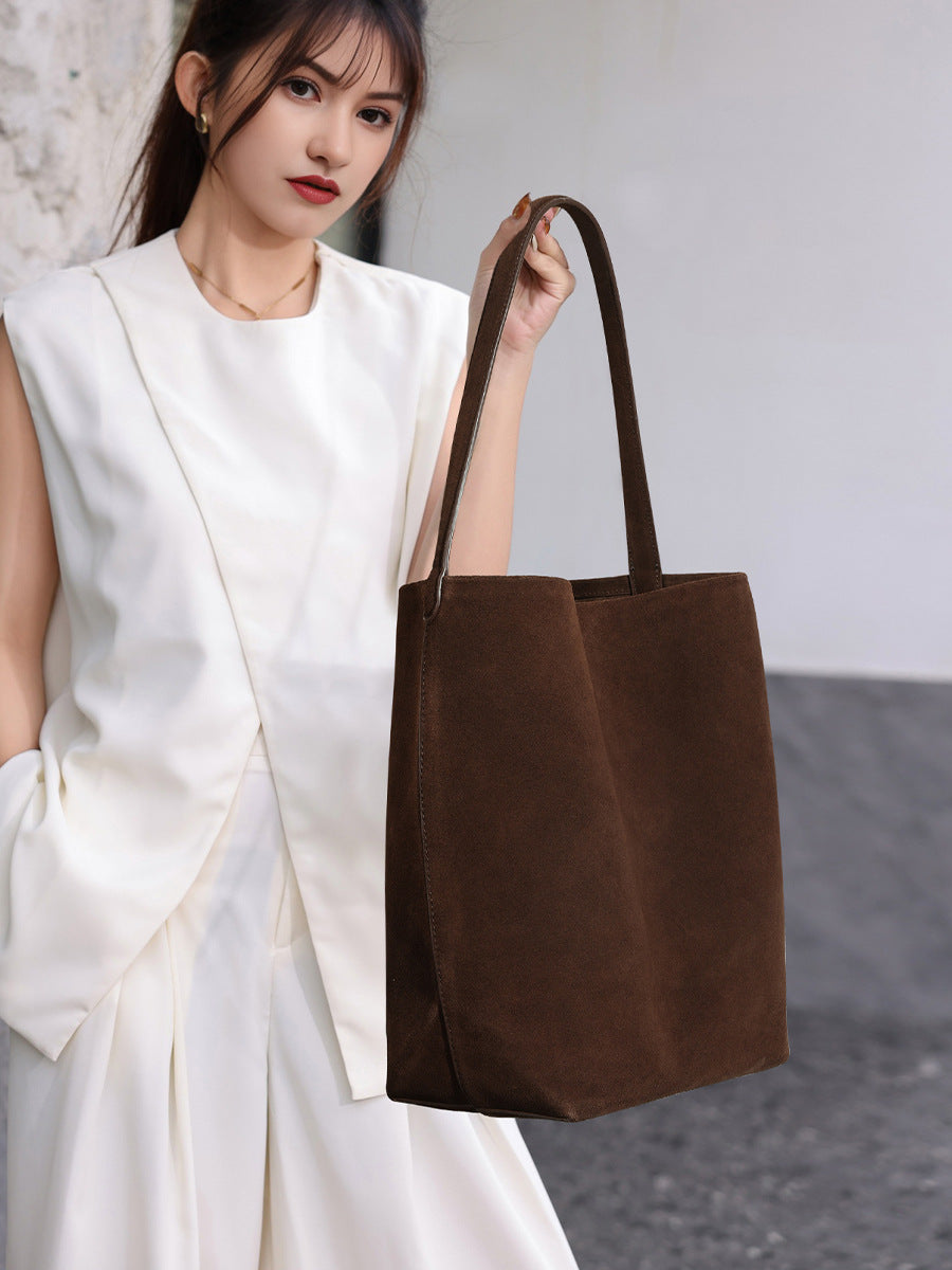 Brushed suede shoulder bag — detail view