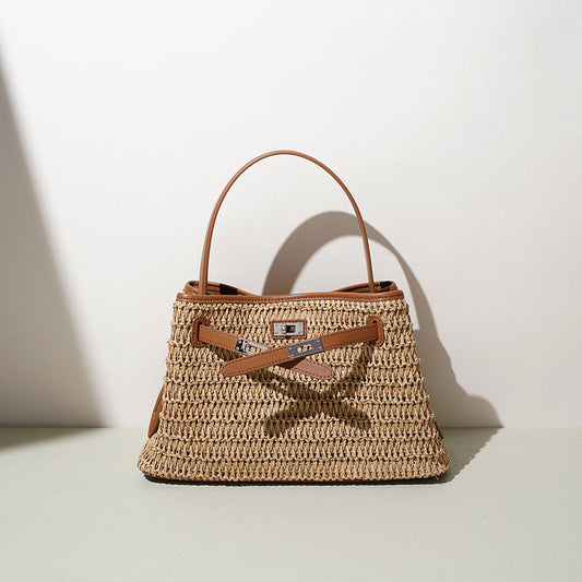 Leather Basket Shoulder Bucket Bag