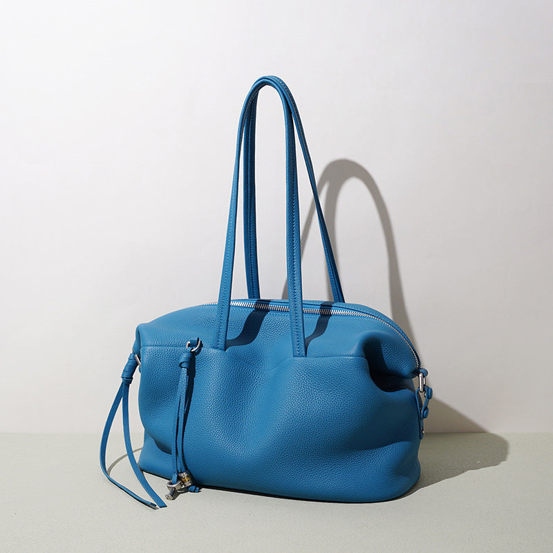 Top-Grain Leather Zip Tote