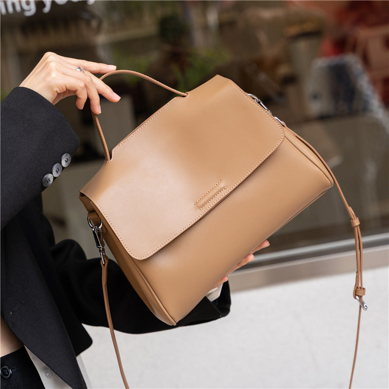 Nappa leather top-handle satchel — detail view
