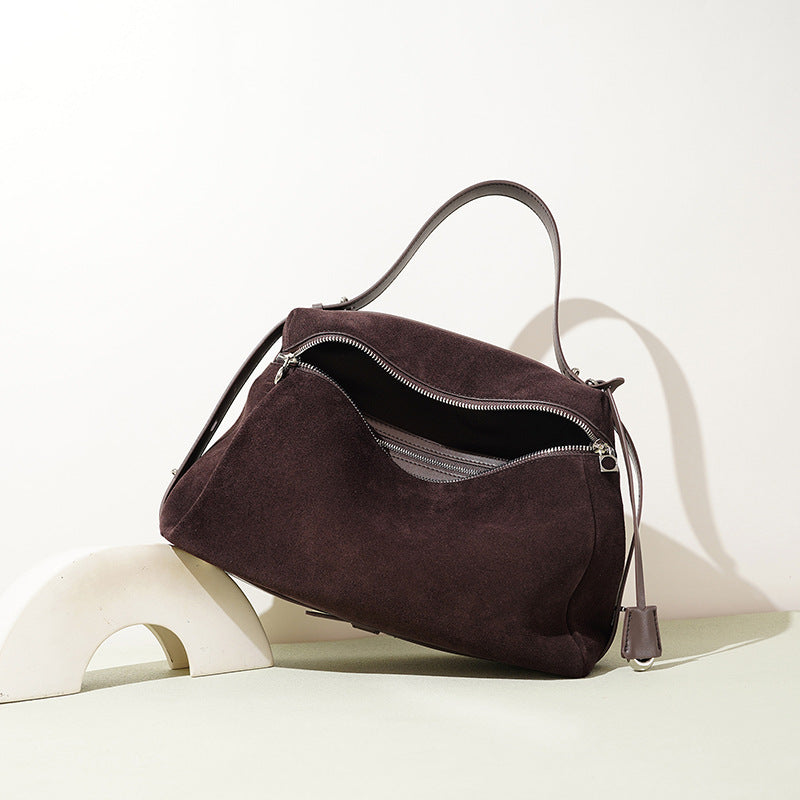 Suede Leather Workday Shoulder Bag