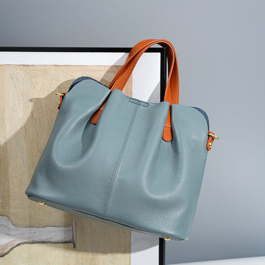 Colorblock Full-Grain Leather Tote Set