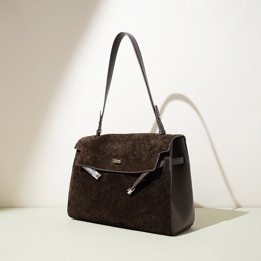 Large Suede Leather Messenger Bag