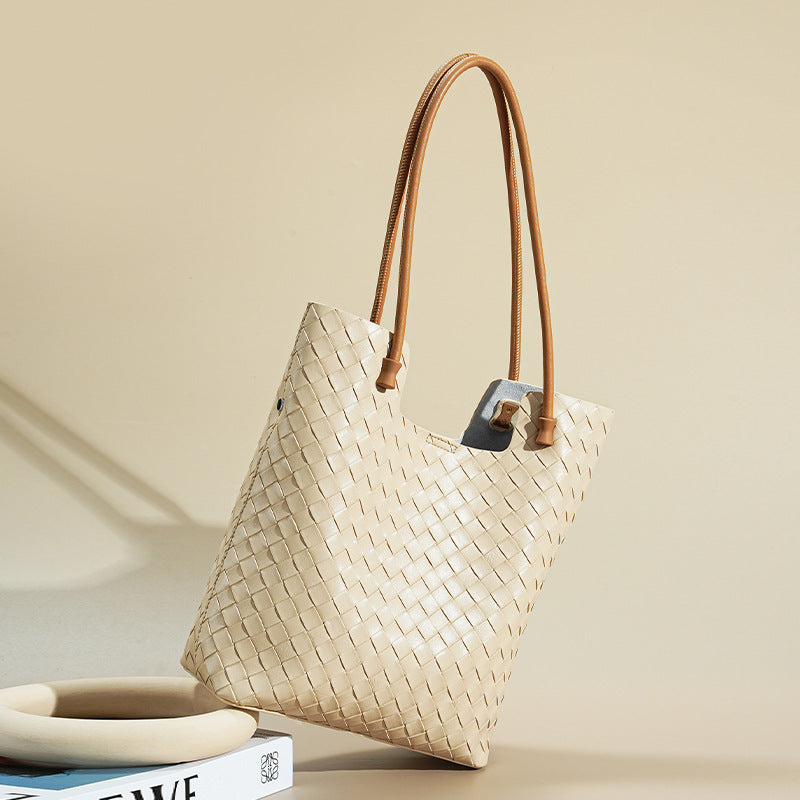 Woven Cowhide Leather Tote