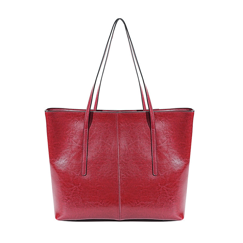 Oil-waxed leather tote — detail view