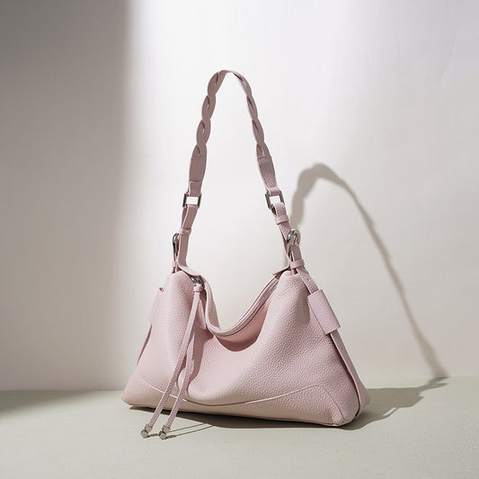 Pebbled Top-Grain Leather Woven-Strap Tote