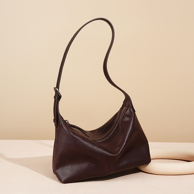 Vegetable-Tanned Leather Hobo Bag