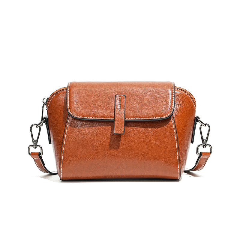 Boxy leather camera crossbody — detail view