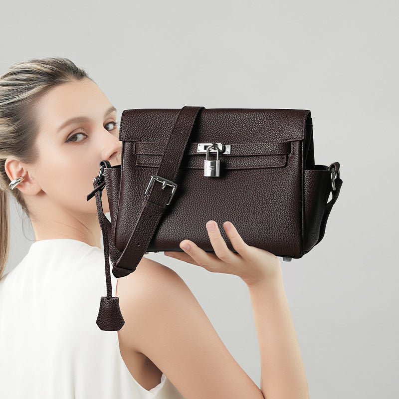 Pebbled Top-Grain Leather Messenger Bag